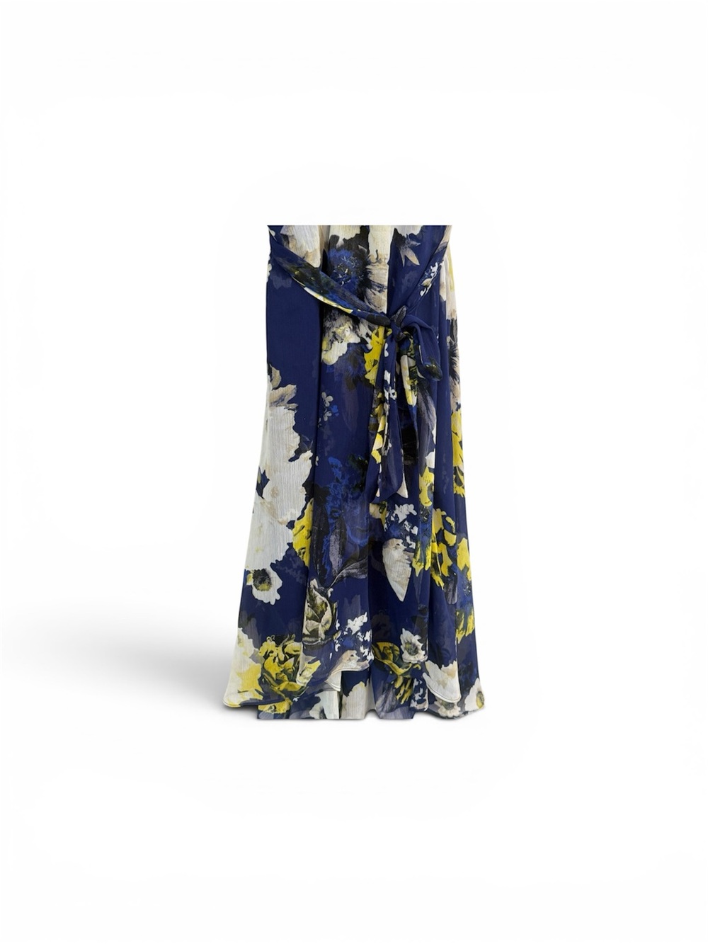 DKNY Navy Floral Wrap midi dress 12 BOHO cottagecore coquette old money Y2K - Picture 4 of 8